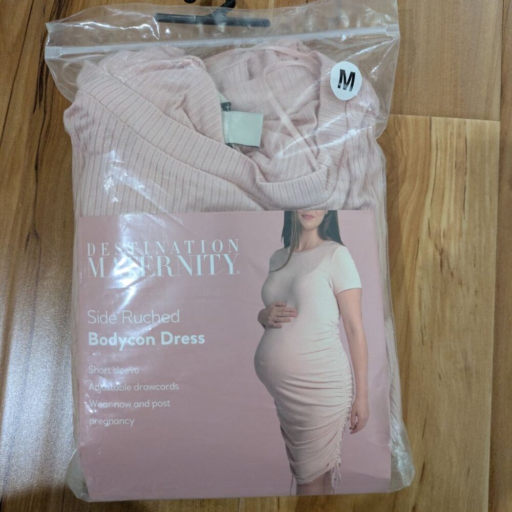 NWT Destination Maternity Adjustable Side Ruched Dress Now & Post